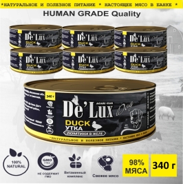 De Lux Dog утка тушеная в желе 340 гр