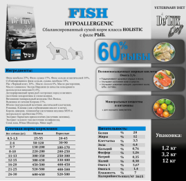 De Lux Vet A Dog Fish Hypoallergenic (Белая рыба) 6 kg