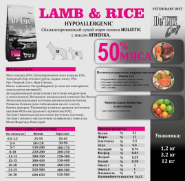 De Lux Vet A Dog Lamb Hypoallergenic (Ягненок) 6 kg