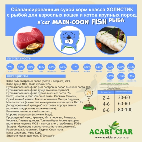 Acari Ciar A CAT Maine Coon Fish (рыба) 12 kg
