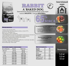 De Lux Dog BAKED RABBIT (кролик) Holistic 3 kg
