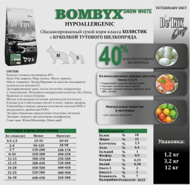 De Lux Vet A Dog Bombyx Hypoallergenic Colour Snow White 1 kg