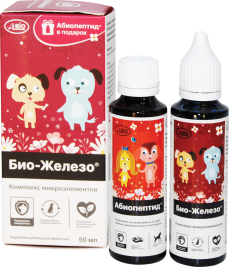 A-Bio Био-железо с микроэлементами, для собак (+ Абиопептид) 2х50 мл