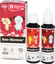 A-Bio Био-железо с микроэлементами, для собак (+ Абиопептид) 2х50 мл