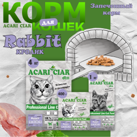 Запеченный корм для кошек Кролик/Батат/Нут 1 кг